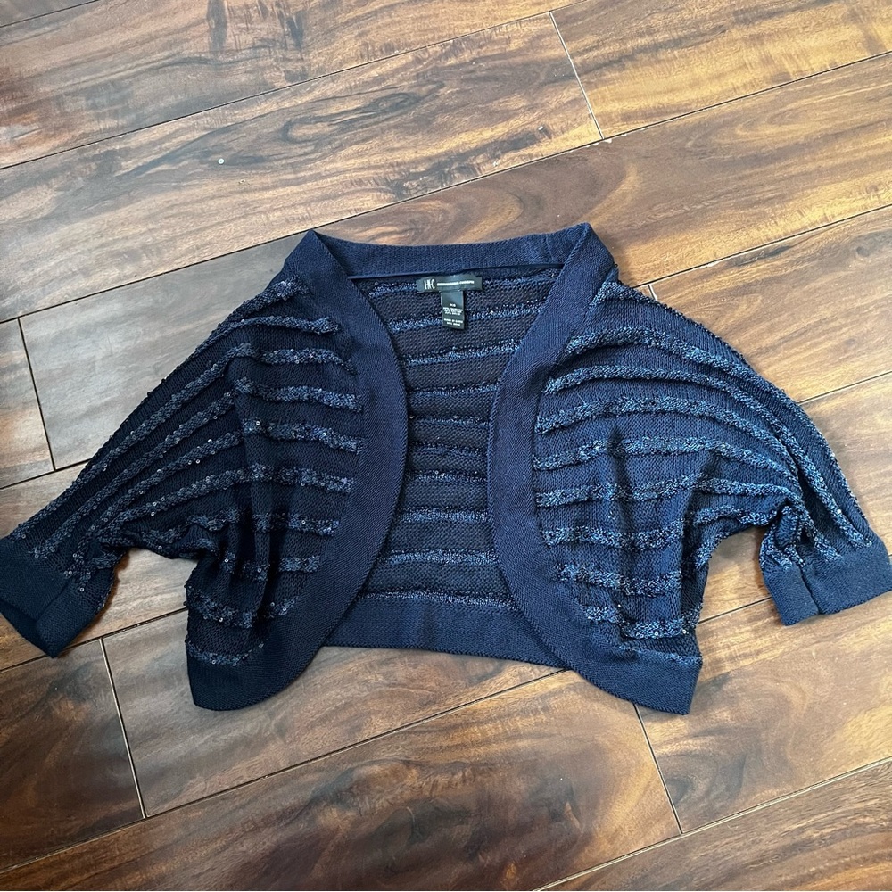 INC International Concepts Blue Shrug Sweater with Open Front